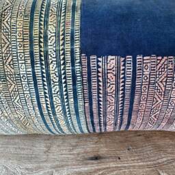 Vintage Hmong Hemp Lumbar Pillow Cover Rustic Tribal Art - 12x36 - thumbnail 3