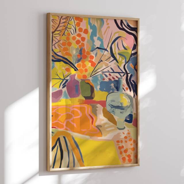 Abstract Contemporary Art Print - Yellow Painting Inspired By Henri Matisse, Above Bed Decor - image 1