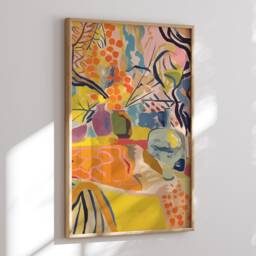 Abstract Contemporary Art Print - Yellow Painting Inspired By Henri Matisse, Above Bed Decor - thumbnail 1