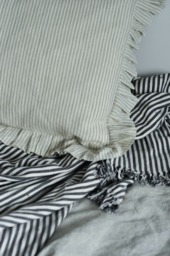 Rustic Striped Home Decor Linen Pillow Covers, Bedroom Decor, Body Cover, Farmhouse Pillow, Throw Pillows, Floor Denim - thumbnail 1