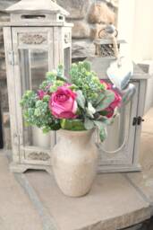 Distressed Cream Vase - Farmhouse, Shabby Chic, Rustic, Vintage Style Home Decor Wedding - thumbnail 1