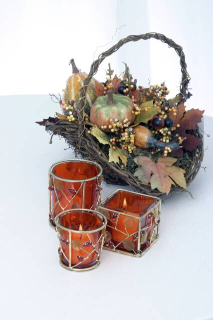 Glass Votive Jeweled Beaded Tea Light Candle Holder Handmade One Piece - image 1
