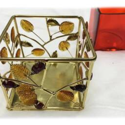 Glass Votive Jeweled Beaded Tea Light Candle Holder Handmade One Piece - thumbnail 4