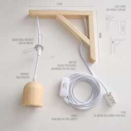 Bamboo Pendant Wall Lamp - Handwoven Basket Lampshade, Aspen Bracket - thumbnail 4