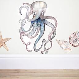 Octopus Wall Decal, Ocotpus Sticker, Squid Decal, Ocean Nursery, Ocean Decor, Under The Sea, Sea Animals Decal, Bathroom Sticker - thumbnail 2