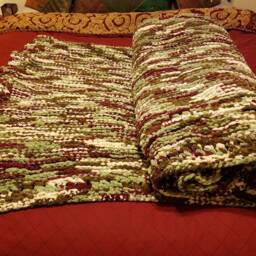 Chunky Knit Blanket, Throw, Brown Green White Red Purple Throw - thumbnail 4