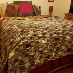 Chunky Knit Blanket, Throw, Brown Green White Red Purple Throw - thumbnail 2