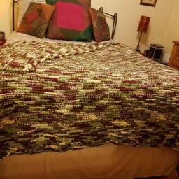Chunky Knit Blanket, Throw, Brown Green White Red Purple Throw - thumbnail 3