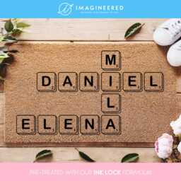 Scrabble Board Doormat, Personalized Entryway Rug, Custom Family Name Retro Tile Fun Home Decor - thumbnail 1
