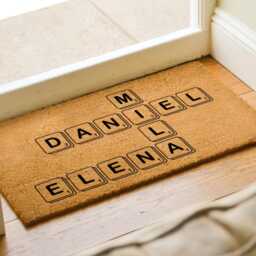 Scrabble Board Doormat, Personalized Entryway Rug, Custom Family Name Retro Tile Fun Home Decor - thumbnail 2