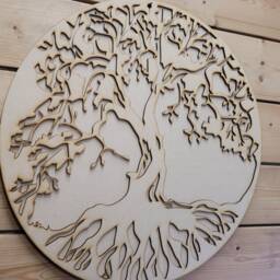 3D Wooden Celtic Tree Of Life Wall Art Unpainted Diy Decor - thumbnail 1