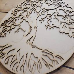 3D Wooden Celtic Tree Of Life Wall Art Unpainted Diy Decor - thumbnail 3