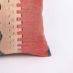 Vintage Turkish Kilim Pillow Cover Handwoven Wool Cushion, 16x16 - thumbnail 2