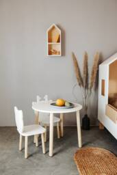 Activity Table For Toddler, Montessori Chair Set Kids, Wooden Round Table, Animal Chairs, White Nursery Furniture, Kids Furniture - thumbnail 1