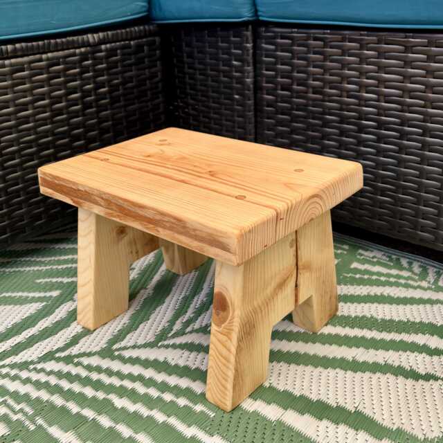 Rustic Wooden Step Stool, Handmade Solid Wood Foot Farmhouse Plant Stand, Child's Kitchen & Bathroom Step - image 1