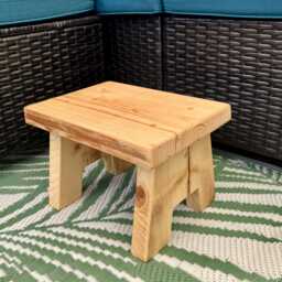 Rustic Wooden Step Stool, Handmade Solid Wood Foot Farmhouse Plant Stand, Child's Kitchen & Bathroom Step - thumbnail 1