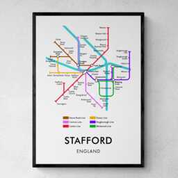 Stafford Tube Map Print, Underground Street Wall Art Gifts - thumbnail 1