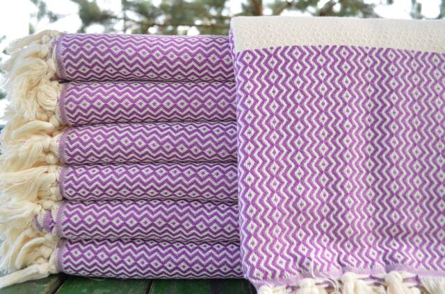 "Geometric Towel, Sauna Towel, Soft Towel, Cotton Towel, Tribal Towel, Purple Diamond Towel, 40""x70" - image 1
