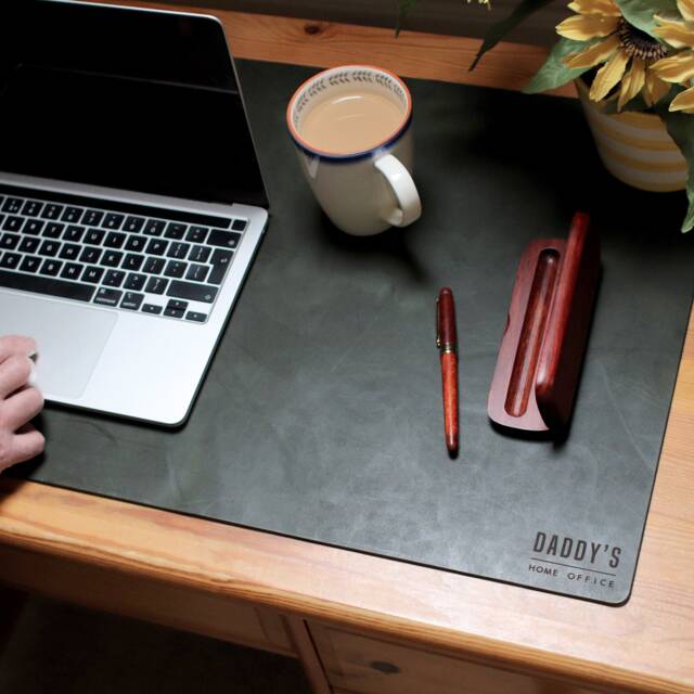 Bonded Leather Personalised Initials Desk Mat 6 Custom Designs - image 1