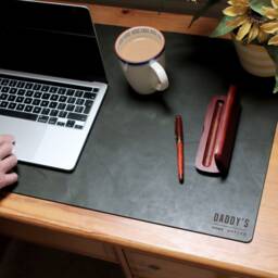 Bonded Leather Personalised Initials Desk Mat 6 Custom Designs