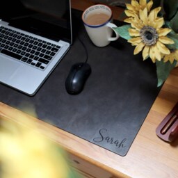 Bonded Leather Personalised Initials Desk Mat 6 Custom Designs - thumbnail 3