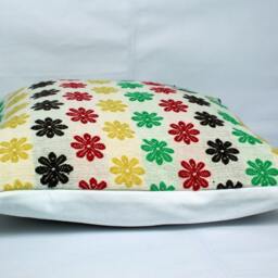 Floral Throw Pillow Cover Handmade Jacquard Cotton, Multi-Color - thumbnail 4