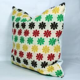 Floral Throw Pillow Cover Handmade Jacquard Cotton, Multi-Color - thumbnail 3