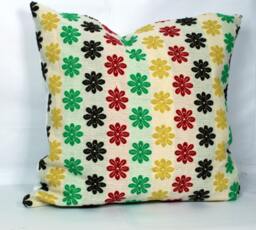 Floral Throw Pillow Cover Handmade Jacquard Cotton, Multi-Color - thumbnail 1
