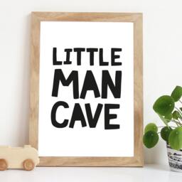 Little Man Cave Print, Monochrome, Boys Nursery Quotes, Bedroom Wall Art, Art. Black & White - thumbnail 1