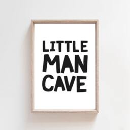 Little Man Cave Print, Monochrome, Boys Nursery Quotes, Bedroom Wall Art, Art. Black & White - thumbnail 3