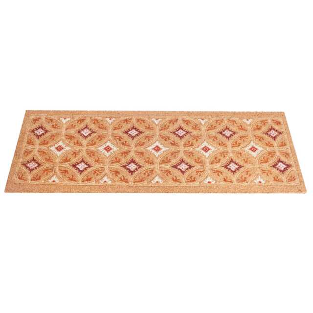 Extra Long Embossed Coir Doormat 40 X 125cm Damask Print Natural Coconut Dirt Trapper Non-Slip Mat Hall Rug - image 1
