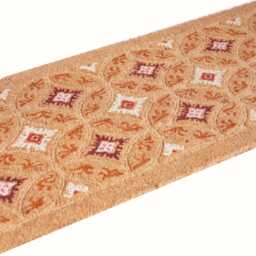 Extra Long Embossed Coir Doormat 40 X 125cm Damask Print Natural Coconut Dirt Trapper Non-Slip Mat Hall Rug - thumbnail 2