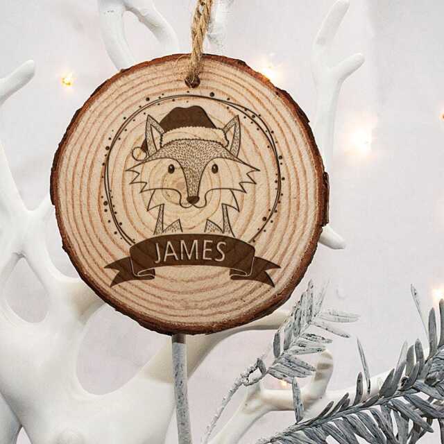 Personalised Woodland Fox Christmas Tree Decoration - image 1