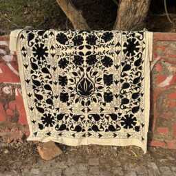 Colorful Suzani Bedspread - Hand Embroidered Quilt Ethnic Textile Bedding - thumbnail 3