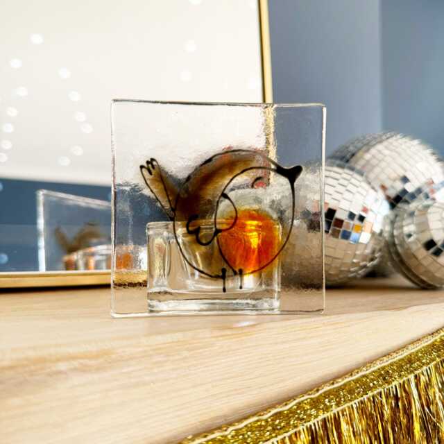 Robin Glass Candle Holder - image 1