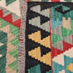 Vintage Kilim Rug, Handwoven Artisan Afghan Turkish Aztec Sheep Wool Rug 152x100 cm - thumbnail 3