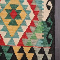 Vintage Kilim Rug, Handwoven Artisan Afghan Turkish Aztec Sheep Wool Rug 152x100 cm - thumbnail 2