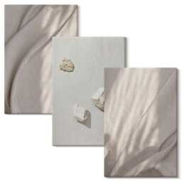 Canvas Set Of 3 - Close-Ups Modern Boho Style Structures, Beige Wall Art Canvas, Natural Textures Hanging Piece - thumbnail 2