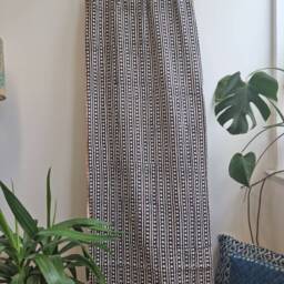 Kantha Stitch Pure Cotton Reversible Bed/Sofa Throw King Size Handmade Handprinted Floral Dohar - Stonewash Monochrome Black White Diamonds - thumbnail 2