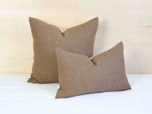 Gold Twill Wool Pillow Cover, Solid Tan Cover - Made To Order - image 1