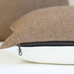 Gold Twill Wool Pillow Cover, Solid Tan Cover - Made To Order - thumbnail 3