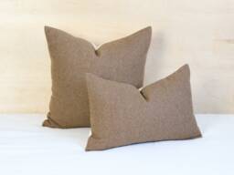 Gold Twill Wool Pillow Cover, Solid Tan Cover - Made To Order - thumbnail 1