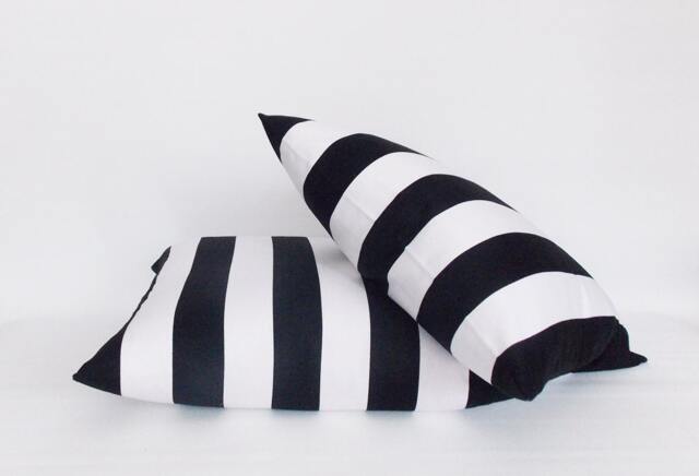 Black & White Striped Pillow Cover Set - Cotton Canvas, All Sizes - image 1