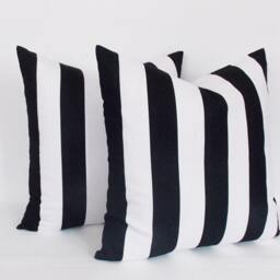 Black & White Striped Pillow Cover Set - Cotton Canvas, All Sizes - thumbnail 3