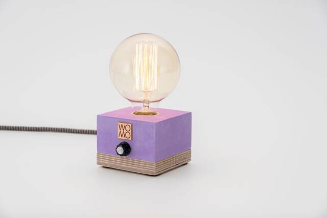 Purple Dimmable Table Lamp, Concrete Design Industrial Decor, Edison Bedside Home Decor - image 1
