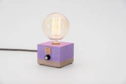 Purple Dimmable Table Lamp, Concrete Design Industrial Decor, Edison Bedside Home Decor - thumbnail 1