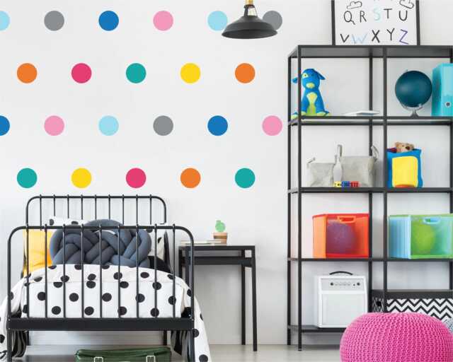 Colourful Polka Dot Wall Stickers, Bright Nursery Decals, Playroom Confetti Decor - image 1