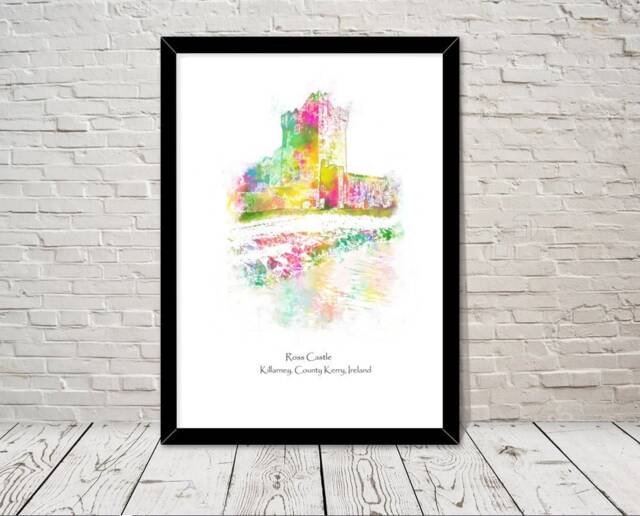 Ireland Print Ross Castle Watercolour Illustration Wall Art Home Decor Travel Poster Minimalist Historical Landmarks Attractions