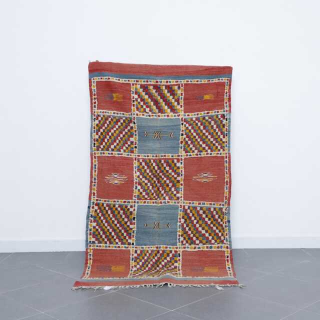 Vintage Flatweave Wool Moroccan Rug Handmade Berber Carpet - 6, 2x3, 6 Ft - image 1