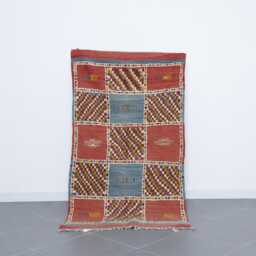 Vintage Flatweave Wool Moroccan Rug Handmade Berber Carpet - 6, 2x3, 6 Ft - thumbnail 1